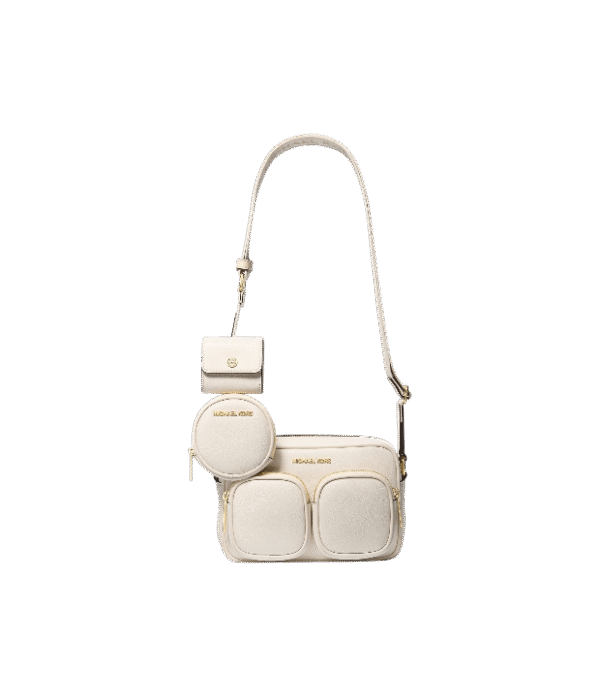 Bolso messenger Jet Set Travel mediano blanco de piel