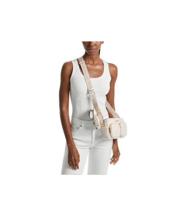Bolso messenger Jet Set Travel mediano blanco de piel