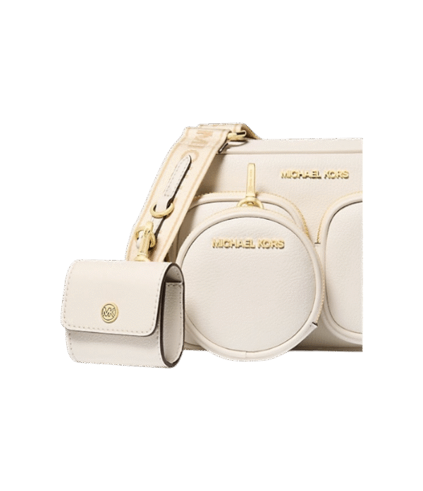 Bolso messenger Jet Set Travel mediano blanco de piel