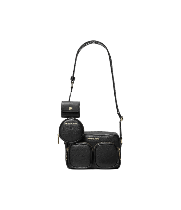 Bolso messenger Jet Set Travel mediano negro de piel