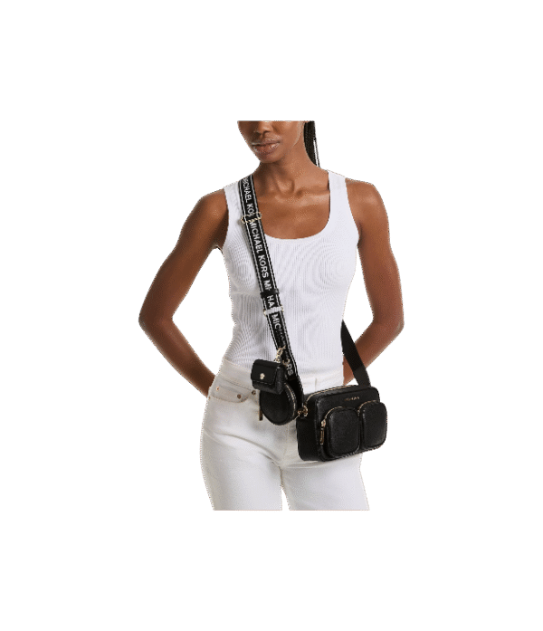 Bolso messenger Jet Set Travel mediano negro de piel