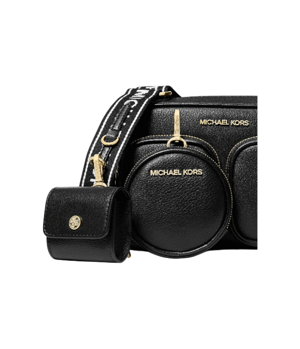 Bolso messenger Jet Set Travel mediano negro de piel