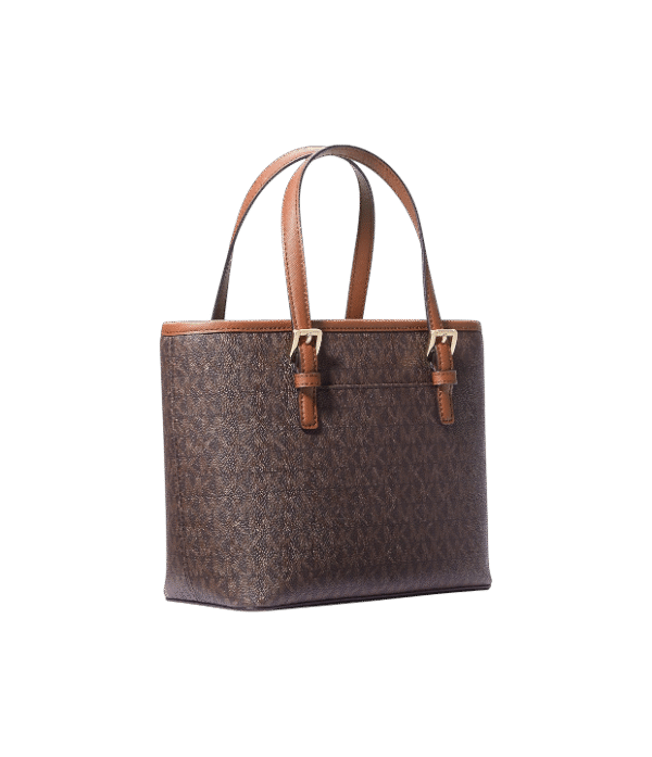 Crossbody tote chica jet set marron con logo