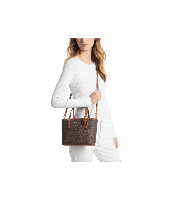 Crossbody tote chica jet set marron con logo