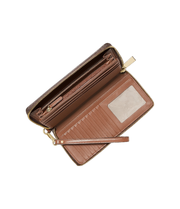 Cartera continental grande con logotipo marron