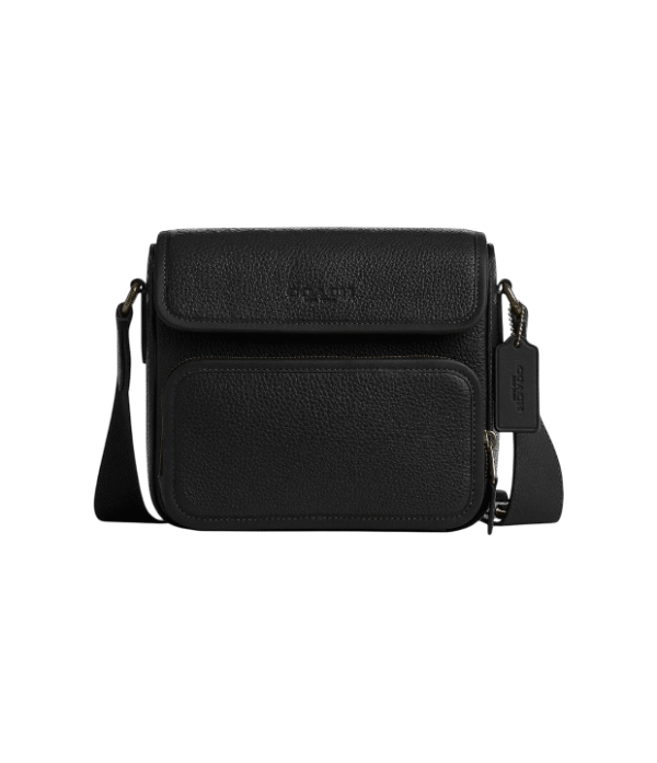 Crossbody sullivan con solapa negro liso monograma
