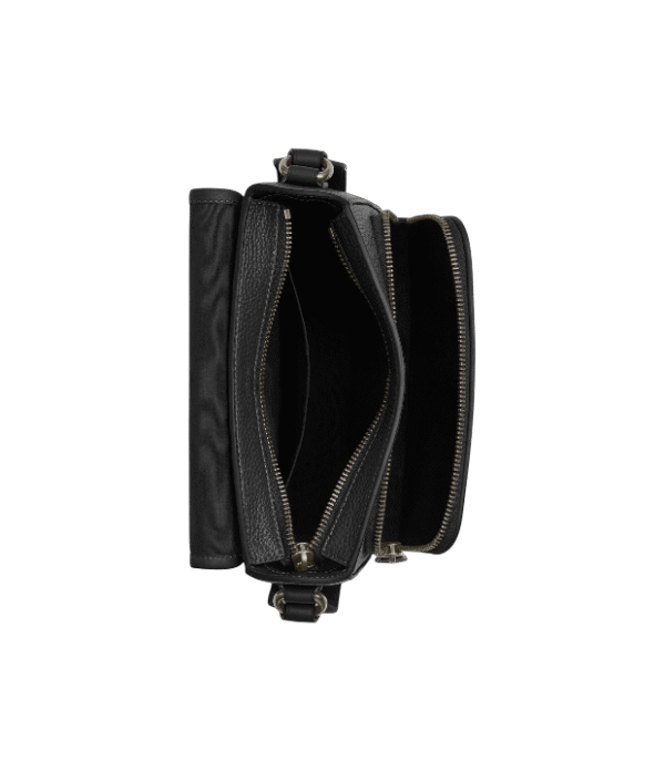 Crossbody sullivan con solapa negro liso monograma