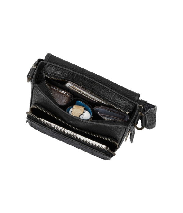 Crossbody sullivan con solapa negro monograma