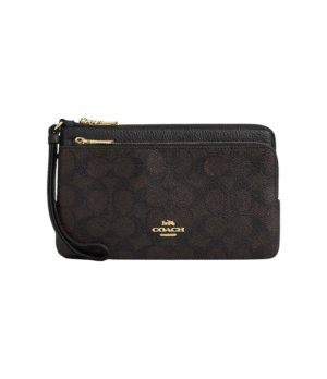 Muñequera doble cierre con logo marron