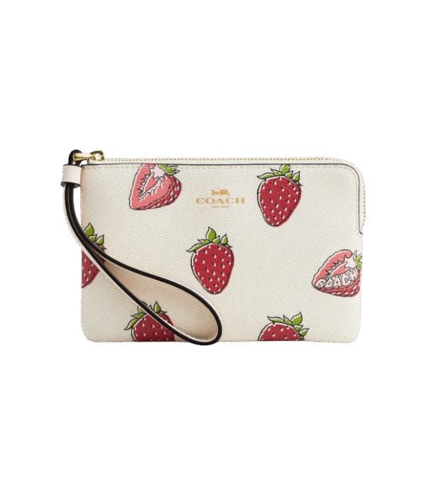 Muñequera coach un cierre blanca fresas