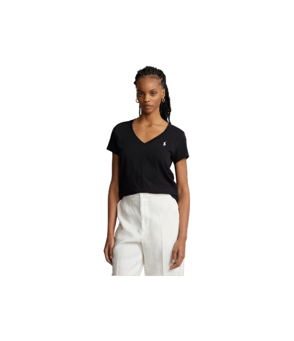 Blusa de dama negro cuello V