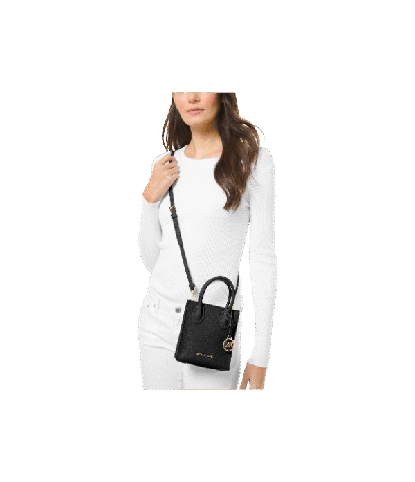 Mini crossbody negro de piel liso