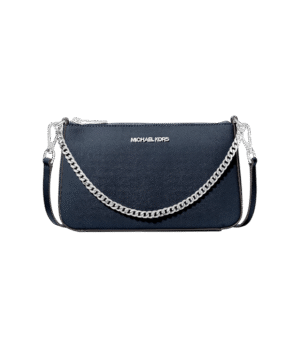 Crossbody Jet Set mediana de piel saffiano azul