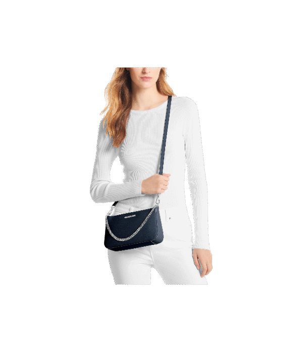 Crossbody Jet Set mediana de piel saffiano azul