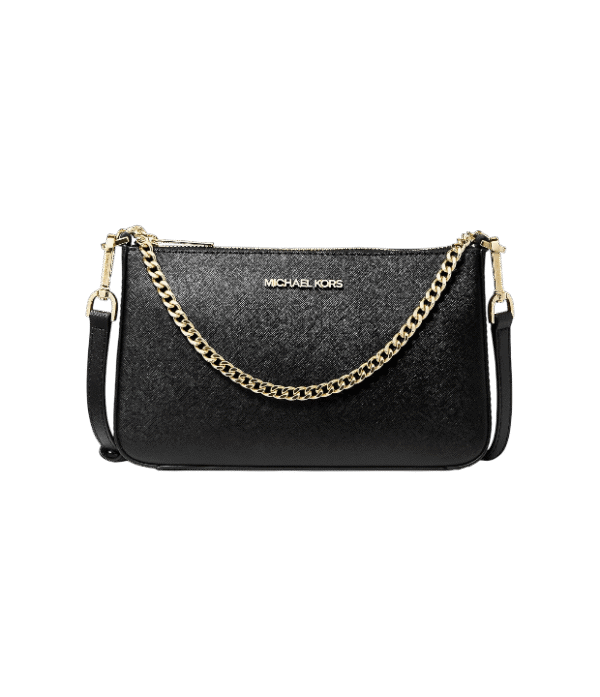 Crossbody Jet Set mediana de piel saffiano negro