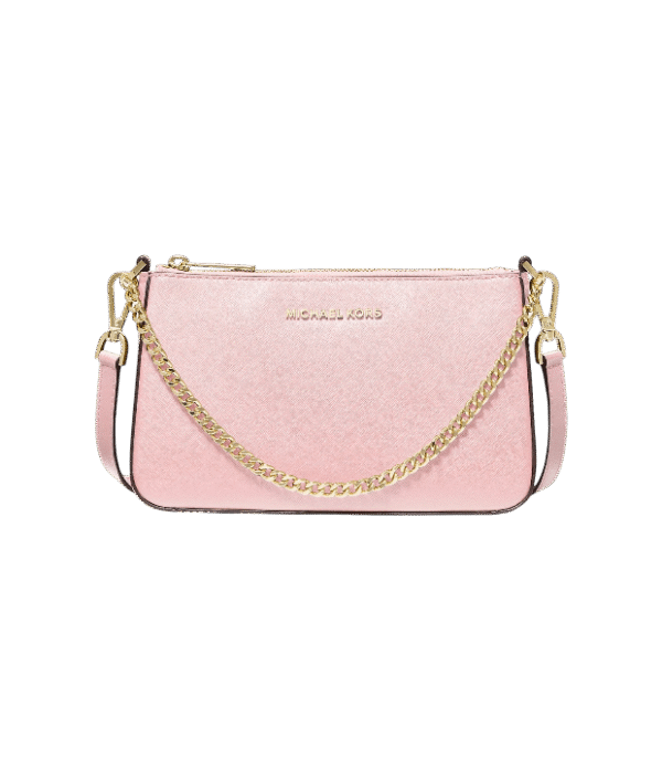 Crossbody Jet Set mediana de piel saffiano rosa