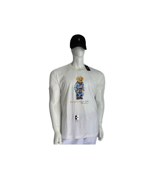 Playera estampado oso chamarra blanco