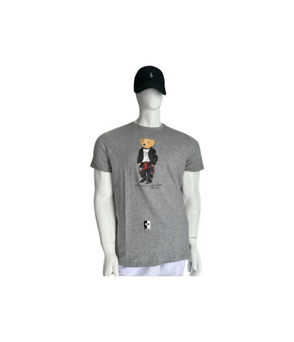 Playera estampado oso gris chamarra