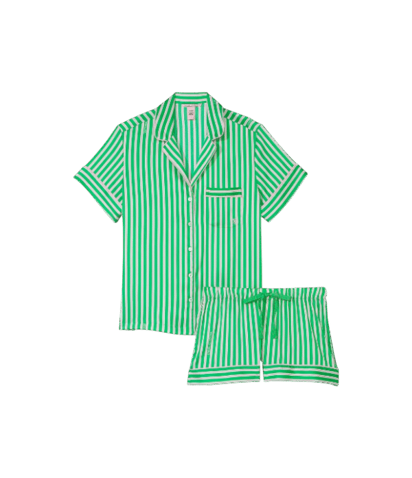 Conjunto de pijama corto green rayada