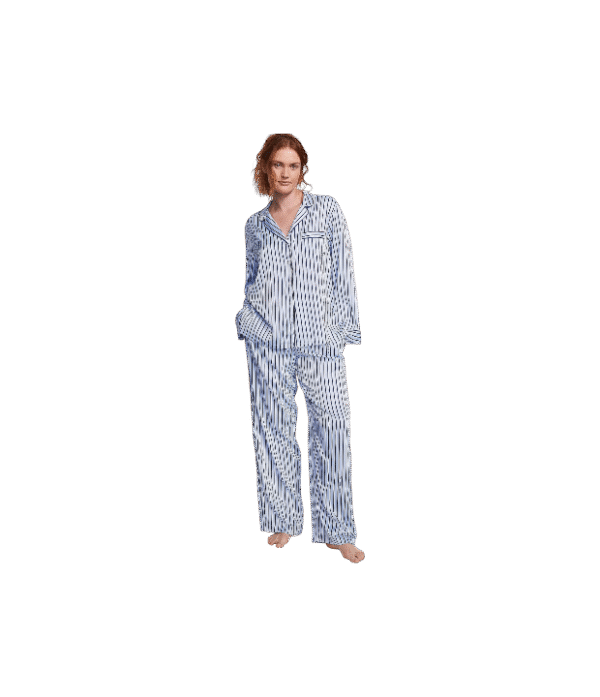 Conjunto de pijama largo rayas azules