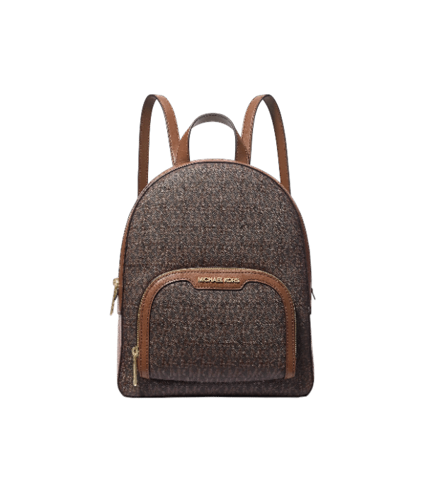 Mochila mediana café con monograma