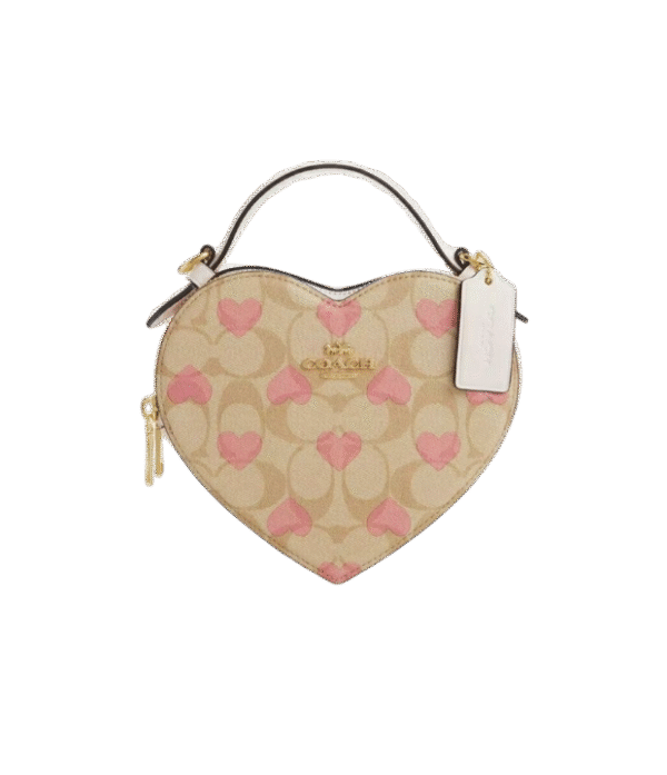 Crossbody de corazón café con corazones