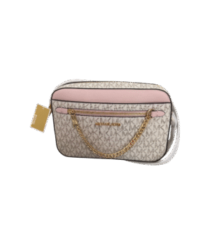 Crossbody jet set vainilla rosa con cadena