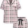 Conjunto de Pijama Corto Rosa a Cuadros