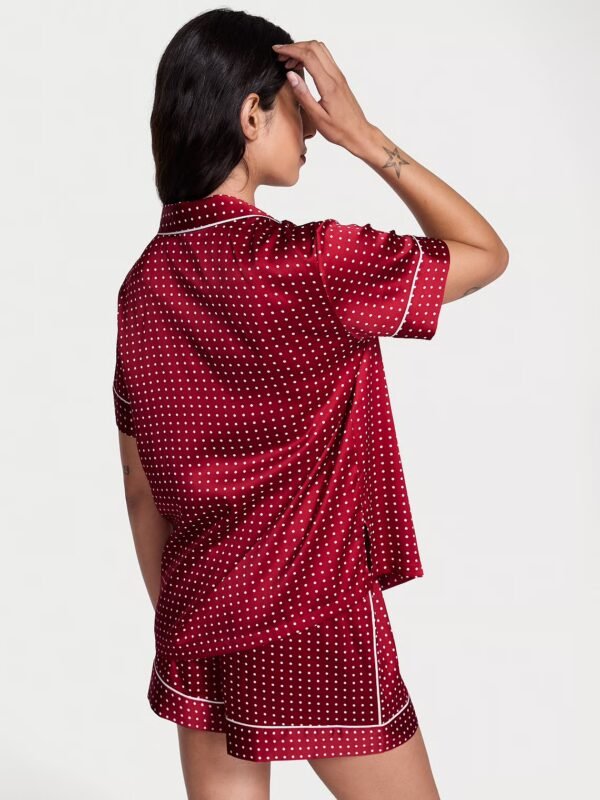 Conjunto de Pijama Corto Rojo con Puntos