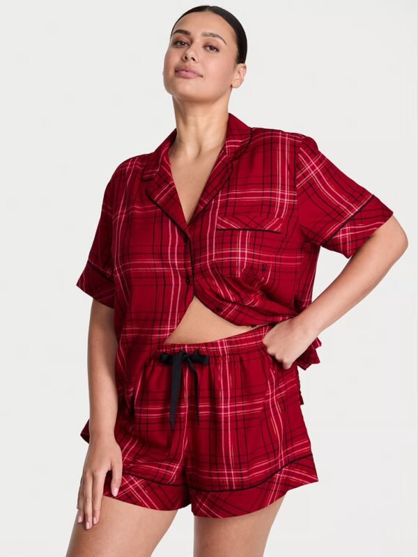 IMG_4428 Conjunto de Pijama Corto Rojo con Rayas